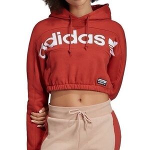 Adidas Shift Orange Cropped Hoodie/Bottoms Set **READ DESCRIPTION